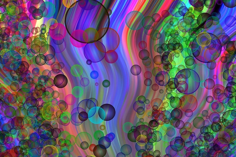 a bunch of bubbles floating on top of each other, a digital rendering, psychedelic art, colorful scene, swirly liquid ripples, futuristic but colorful shading, whimsical and psychedelic