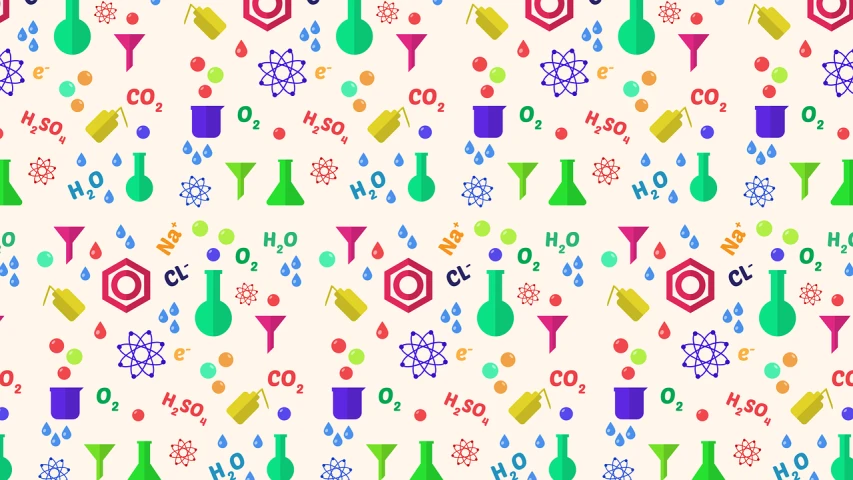 a bunch of different colored objects on a white background, an illustration of, shutterstock, analytical art, chemistry, background image, seamless pattern, raining