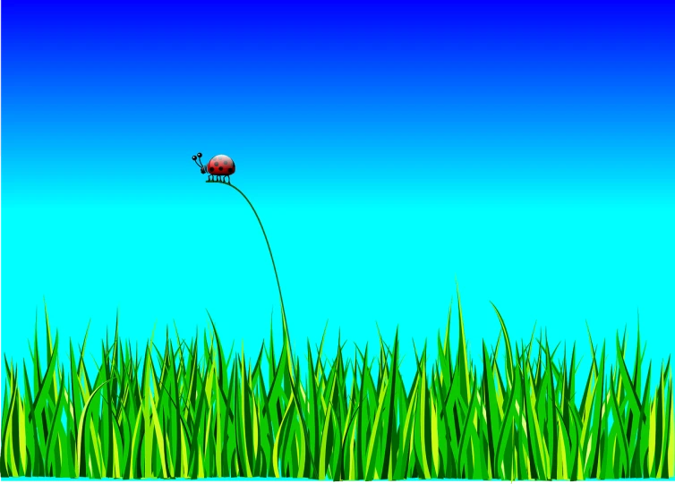 a ladybug sitting on top of a tall grass covered field, naive art, attack vector, doing a backflip, distant photo, fishing