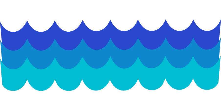 a blue and green wave pattern on a black background, a digital rendering, inspired by Katsushika Ōi, water type, ( ( dithered ) ), flat 2 d design, blue and black color scheme))