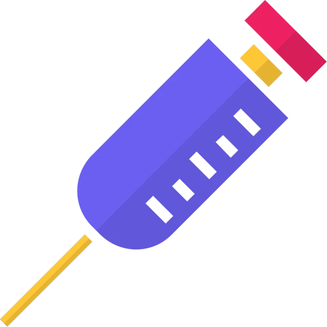 a purple and yellow syll on a black background, a screenshot, syringe, clip art, [[blood]], in icon style