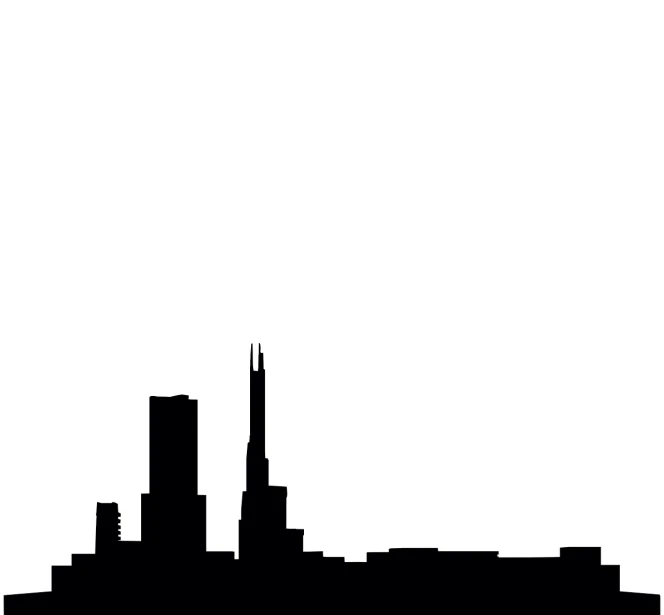 a black and white photo of a city skyline, vector art, inspired by Kōno Michisei, hurufiyya, uncompressed png, gradient darker to bottom, viewed from earth, icon