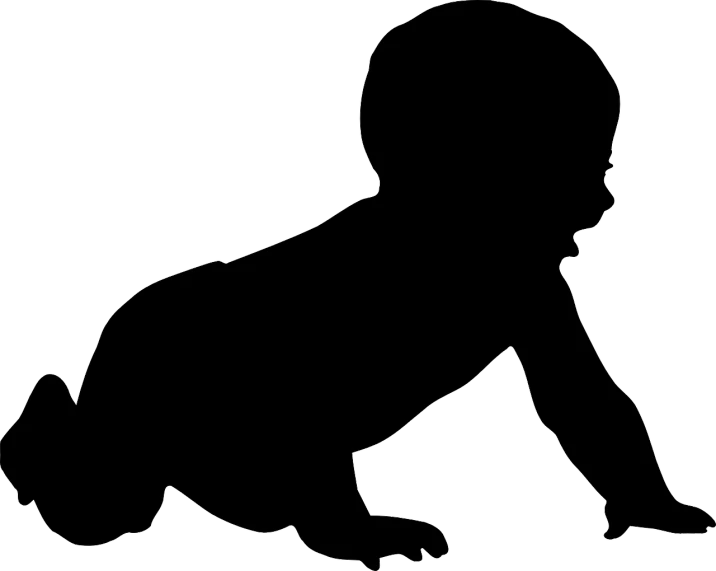 a black and white silhouette of a baby crawling, lineart, by Odhise Paskali, trending on pixabay, panther, standing with a black background, 2 0 5 6 x 2 0 5 6, matisse