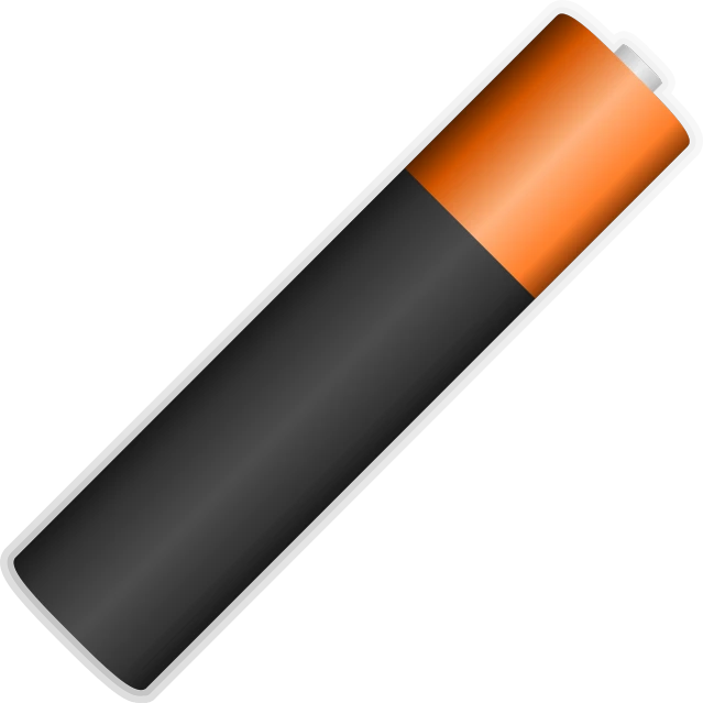 an orange and black battery on a white background, flickr, digital art, simple primitive tube shape, colored accurately, long open black mouth, clipart icon