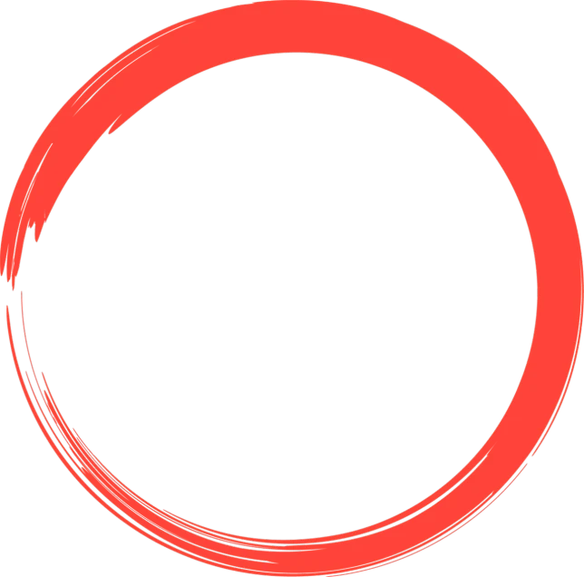 a red circle on a black background, minimalism, ( brush stroke ), inner ring, ring, outlined