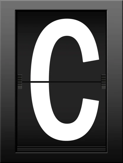 a black and white clock with the letter c on it, a screenshot, helvetica, looking in front, lightbox, confident expression