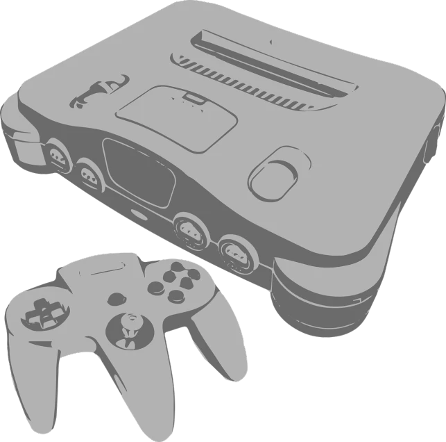 a couple of video game controllers sitting next to each other, an ambient occlusion render, inspired by Josef Šíma, pixabay, half life 2 on a nintendo 64, engraved vector, a bot in the game super mario 64, uncompressed png