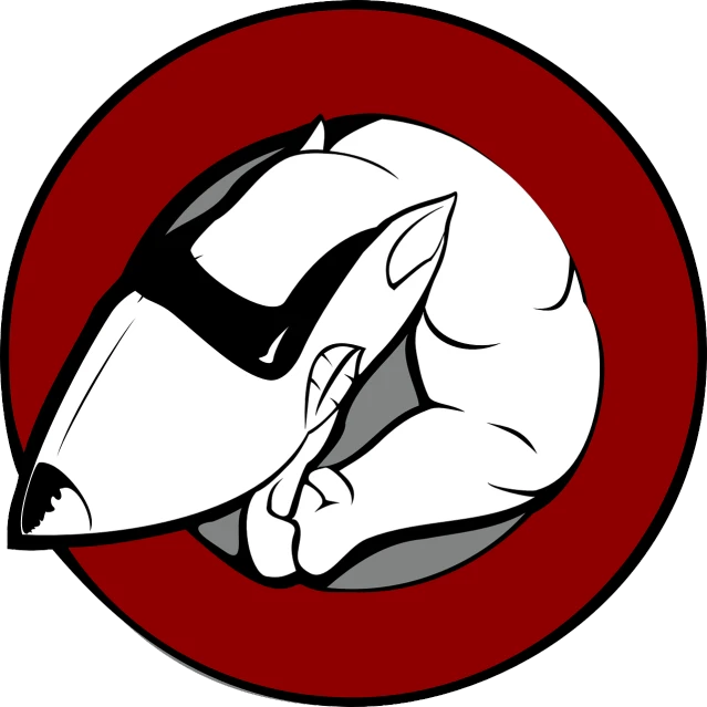 a black and white drawing of a person on a surfboard, a digital rendering, inspired by Alexander Archipenko, cobra, crimson and white color scheme, dog head, vector logo, automotive