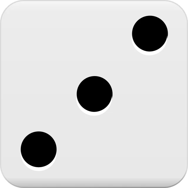 a white dice with four black dots on it, a screenshot, by Robbie Trevino, deviantart, app icon, board game cover art, rectangle, domino mask