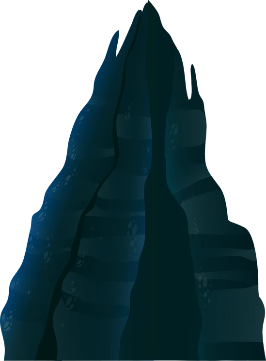a large iceberg in the middle of a body of water, inspired by Eyvind Earle, deviantart, conceptual art, black backround. inkscape, tall kelp, top - side view, caves
