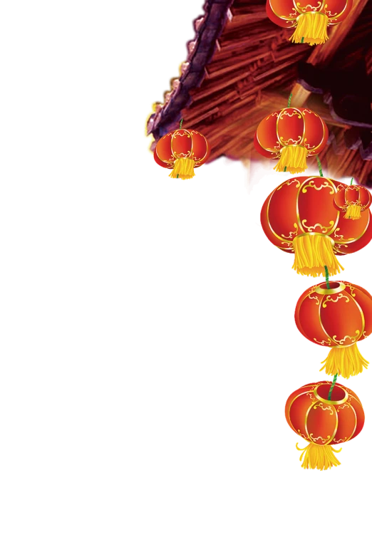a group of lanterns hanging from the side of a building, a digital rendering, inspired by Ju Lian, fiery wings, on black background, header, year 3022