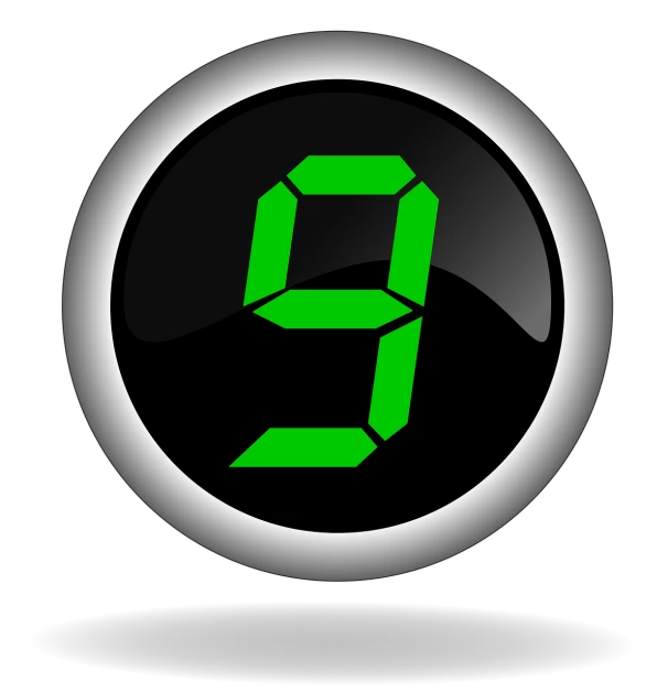 a green digital clock on a black background, digital art, :9 detailed face: 8, vector icon, some spherical, by :5