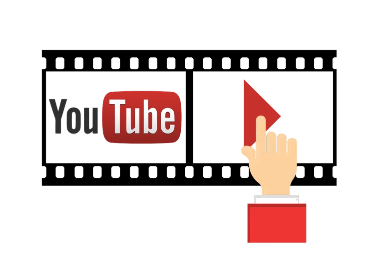 a hand pointing to a youtube button, by Dan Content, video art, with a black background, 2 d - animation, google, centre image