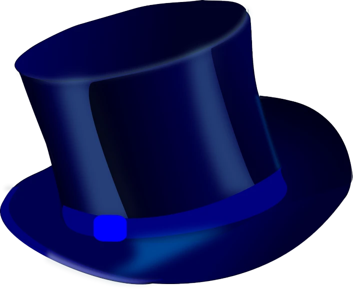 a blue top hat on a white background, a raytraced image, pixabay, bauhaus, all dark blue metal, wearing collar, rpg item, : :