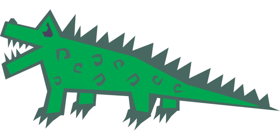 a green dinosaur on a black background, inspired by Mirko Rački, hurufiyya, mspaint, photo of crocodile, spiked, cad