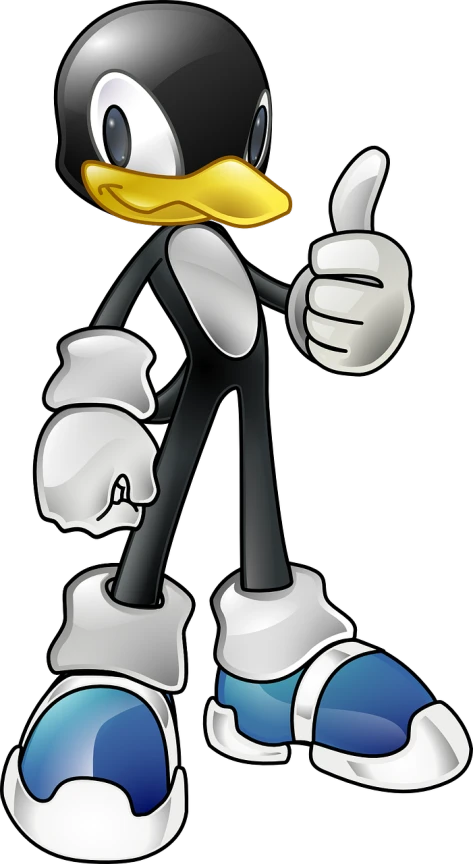 a black and white cartoon character giving a thumbs up, a digital rendering, inspired by Jacob Duck, deviantart, gold and black blu, sonic oc, white helmet, cad