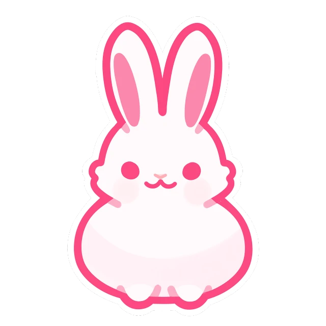 a pink bunny sticker on a black background, a picture, inspired by Kanbun Master, pixiv, game icon asset, full res, cgstation, plump