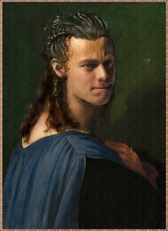 a painting of a man with long hair, inspired by Giovanni Lanfranco, Artstation contest winner, renaissance, portrait of john cena, matte painting portrait shot, portrait of helen of troy, ville valo
