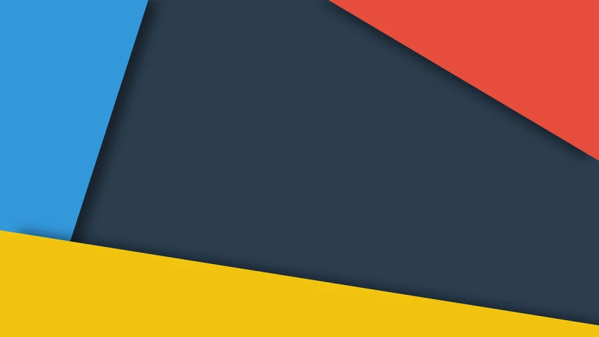 a computer monitor sitting on top of a desk, inspired by Bauhaus, trending on pixabay, geometric abstract art, red yellow blue, banner, solid colours material, top down shot
