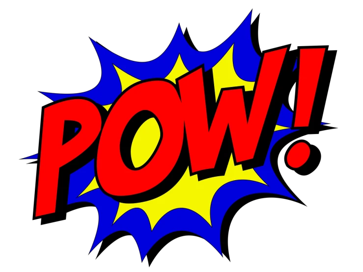the word pow on a black background, a comic book panel, by Robert Richenburg, pixabay, heroic!!!, hero shot, no gradients, 2 0 0 0's photo