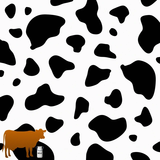 a cow standing in a field of black and white spots, a picture, by Shinji Aramaki, minimalism, tileable, spilled milk, wall paper, random background scene