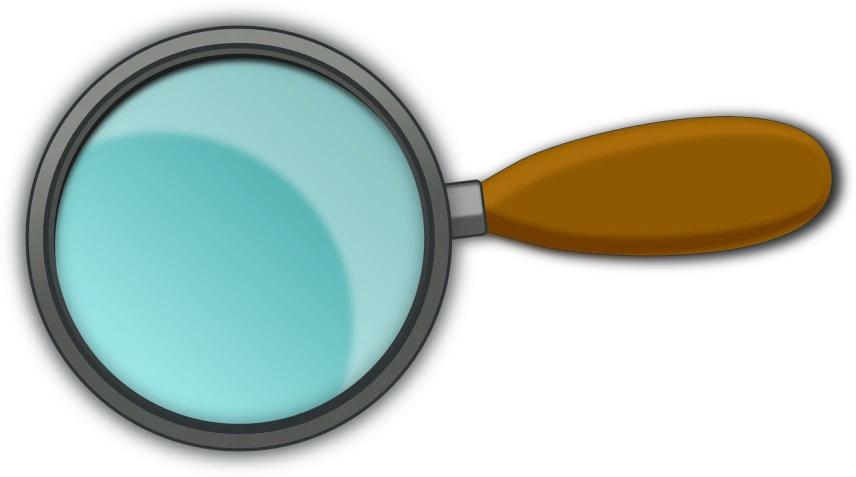 a magnifying glass with a wooden handle, a cartoon, pixabay, brown and cyan blue color scheme, high definition screenshot, cyberpunk monocle!, ( land )