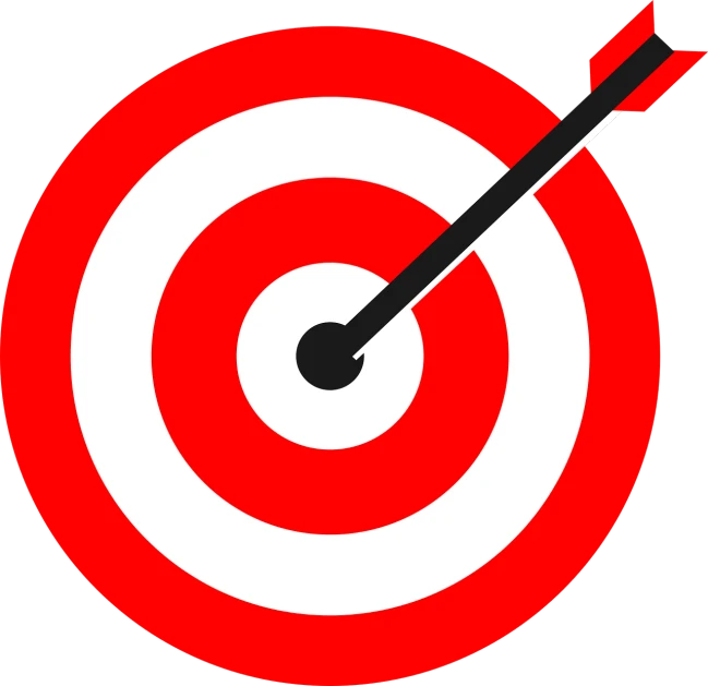 a red and white target with an arrow, a screenshot, pixabay, hurufiyya, black, bruce kaiser, round-cropped, avatar image
