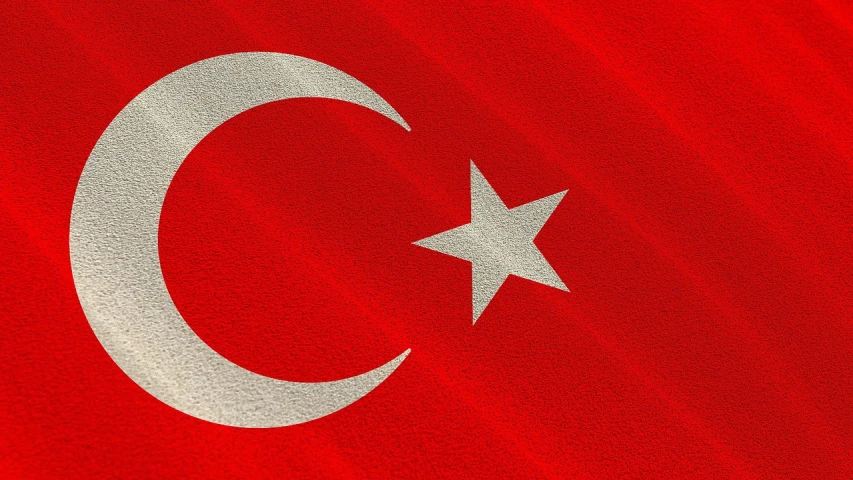 a close up of the flag of turkey, a digital rendering, pexels, hurufiyya, 1940s photo, highly detailed texture, sand, ripple