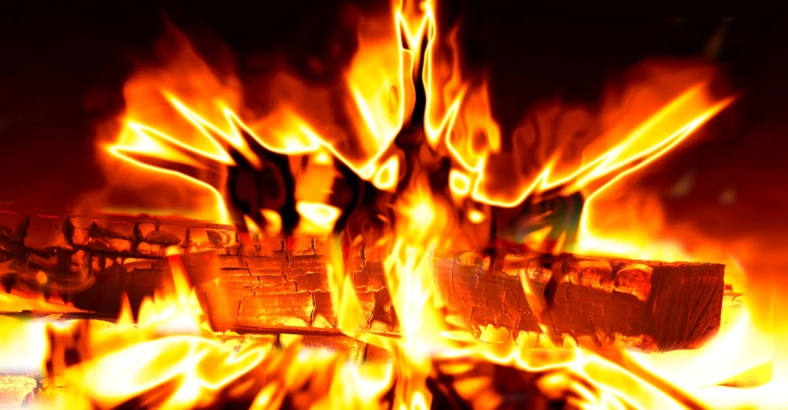 a fire with flames coming out of it, a stock photo, close up photo, high details photo