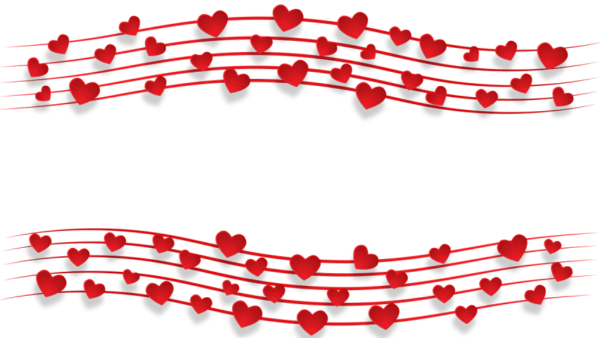 a group of red hearts on a black background, an illustration of, romanticism, strings background, music festival, red wires wrap around, red banners