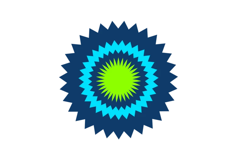 a blue and green flower on a black background, vector art, inspired by George Ault, generative art, abstract sun in background, serrated point, logo without text, animation