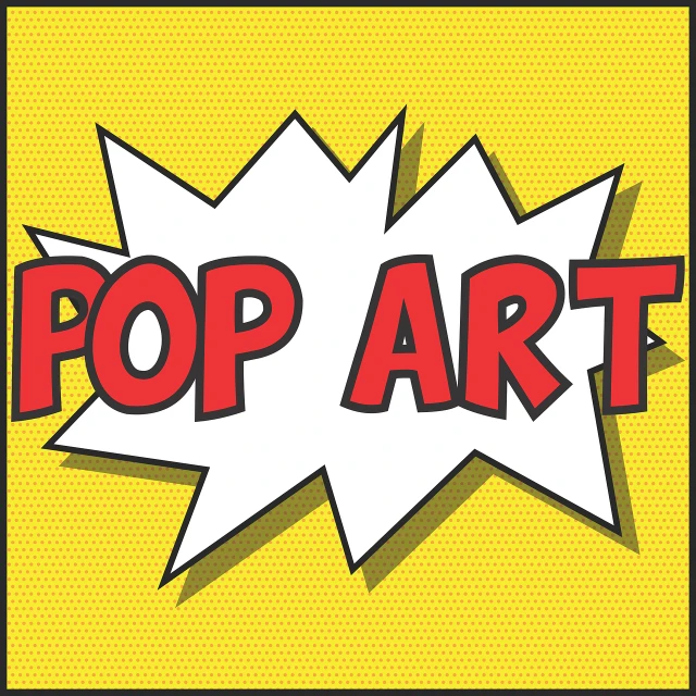 a pop art sign on a yellow background, a pop art painting, pop art, clip art, concept art design illustration, popular on art station, super hero art