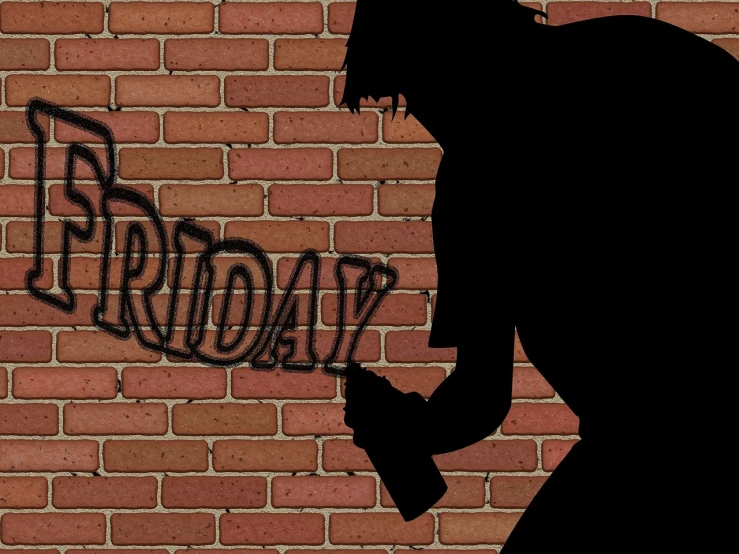a silhouette of a man spraying graffiti on a brick wall, graffiti, # vfxfriday, catwoman, banner, roleplay