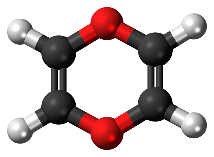 a close up of a molecule on a black background, shutterstock, bauhaus, red and white and black colors, in style of monkeybone, wikimedia commons, underside