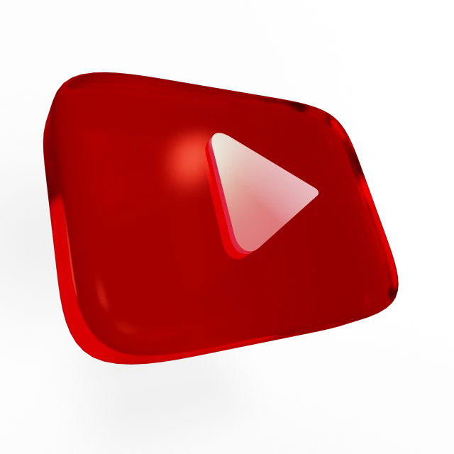 a red play button on a black background, a digital rendering, video art, glass, 3 d model, youtube logo, 3d illustration