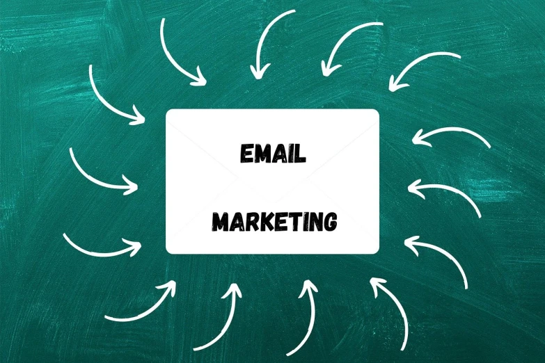 the words email marketing written on a chalkboard stock photo, a picture of a picture of the words email marketing written on a chalkboard by, by Tom Carapic, trending on pixabay, mail art, brand colours are green and blue, raining, plane, épaule devant pose