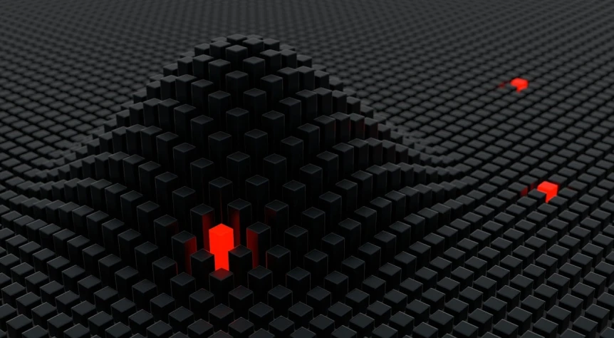 a computer mouse sitting on top of a black surface, by Kuno Veeber, digital art, wimmelbilder maze made of lego, red aura, amazing depth, interesting background