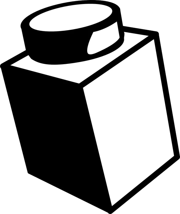 a black and white box with a lid, a picture, by Mathias Kollros, deviantart, blocky, bottle, no gradients, white powder bricks