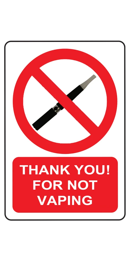 a sign that says thank you for not vaping, a poster, by Josetsu, shutterstock, no shadows, phone photo, sticker illustration, 2 0 1 0 photo