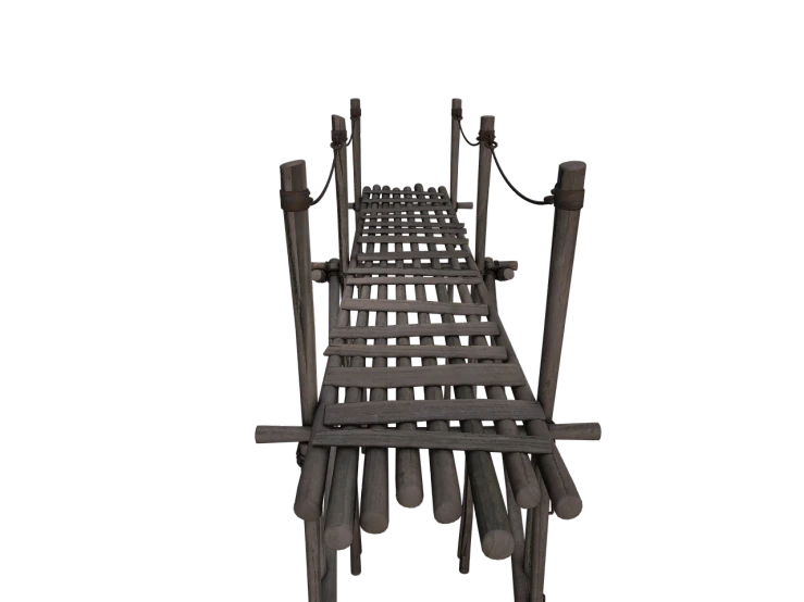 a close up of a wooden bridge on a black background, by senior environment artist, renaissance, scaffolding, small dock, simple path traced, cane