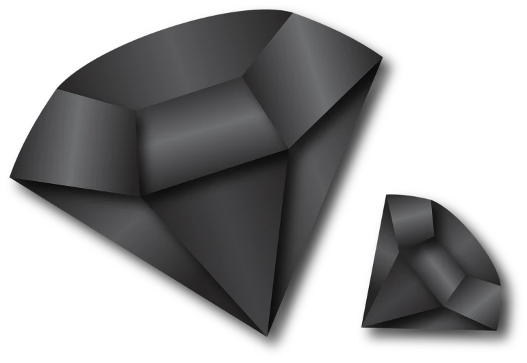 a black diamond on a black background, polycount, crystal cubism, vectorised, both faces visible, folded, 2 people