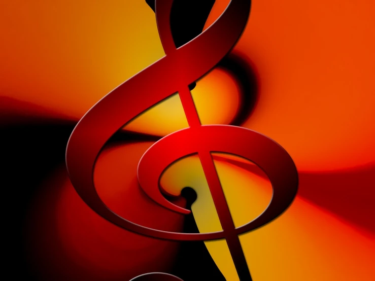 a close up of a musical note on a red background, a digital rendering, by Edward Corbett, digital art, beautiful iphone wallpaper, sacral chakra, 3 d close - up, yellow and red color scheme