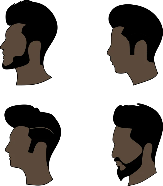 a series of silhouettes of a man and a woman, vector art, by Attila Meszlenyi, conceptual art, four faces in one creature, black and brown colors, profile close-up view, iconography background