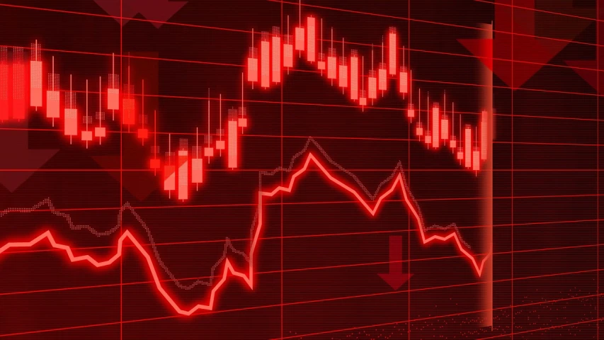 a close up of a stock chart on a wall, a digital rendering, by Julian Allen, trending on pixabay, analytical art, red monochrome, red warning lights, background image