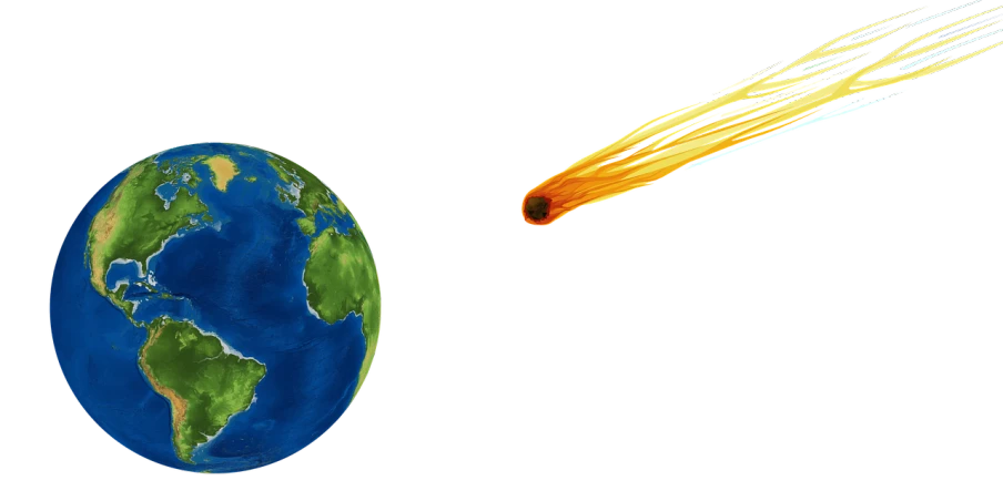 an image of the earth being hit by a rocket, an illustration of, möbius, simulation, bird's eye, hephaestus