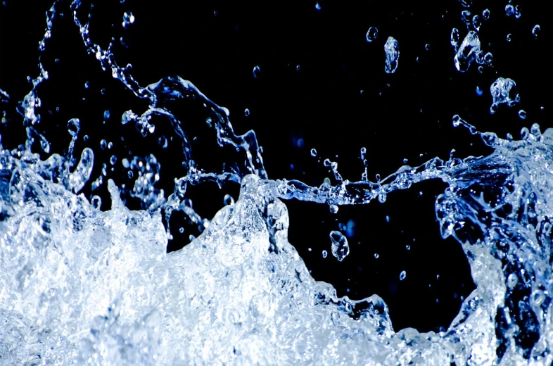 a black and white cat is in the water, a microscopic photo, by Paul Emmert, shutterstock, process art, water torrent background, deep blue water, sparkling water, sap