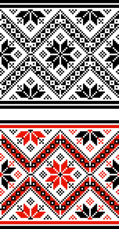 a red and black pattern on a black background, inspired by Sándor Bortnyik, deviantart, pixel art, traditional clothing, teaser, squared border, phone background