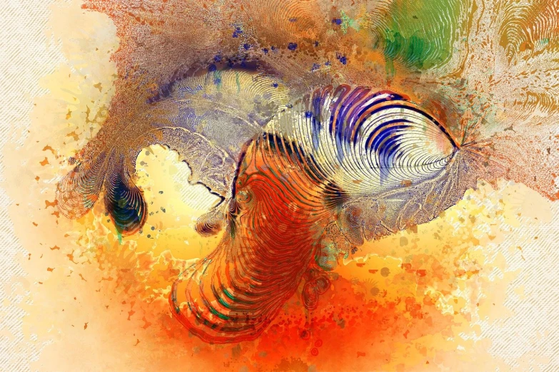 a couple of zebras standing next to each other, by Jan Sawka, abstract art, colorful swirly ripples, bird view, beautiful cosmic neural network, watercolor texture