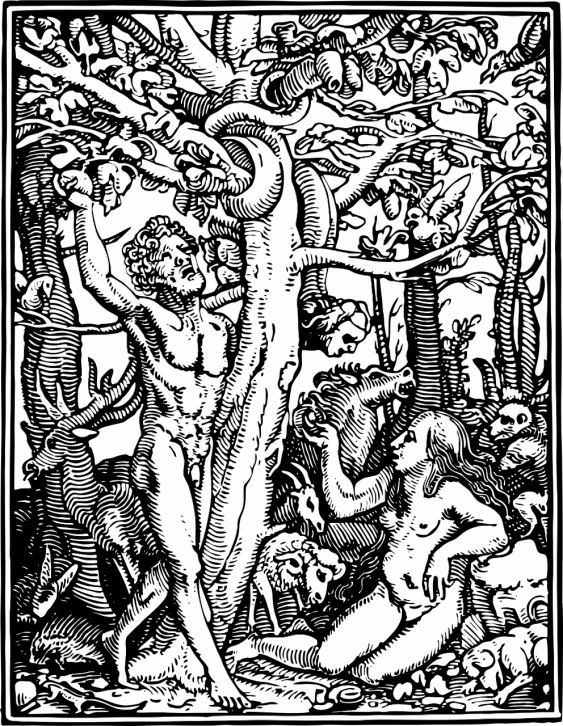 a black and white drawing of a man hanging from a tree, a woodcut, by Lucas Cranach the Elder, lilith, phone wallpaper, hell with people suffering, serpent