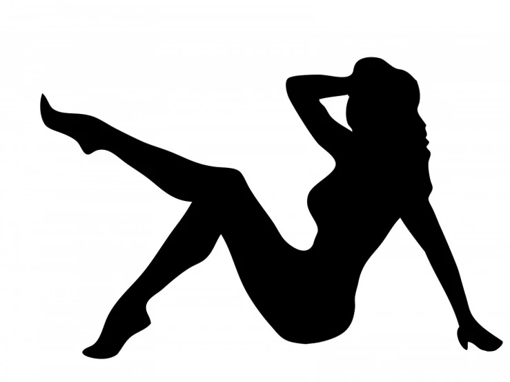 a silhouette of a woman sitting on the ground, vector art, pixabay, figuration libre, scantily clad, she is laying on her back, looking hot, leaked photo